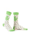 Cream men\'s socks with a leaf SM20 - Online store - Boutique